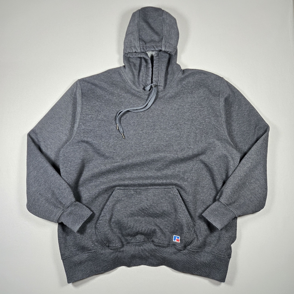 Vintage 90s Y2K Russell Athletic Gray Blank Pullover Hoodie Sweatshirt XXL